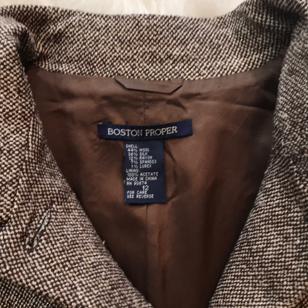 Boston Proper Brown Wool Blend Tweed Jacket - Picture 5 of 5